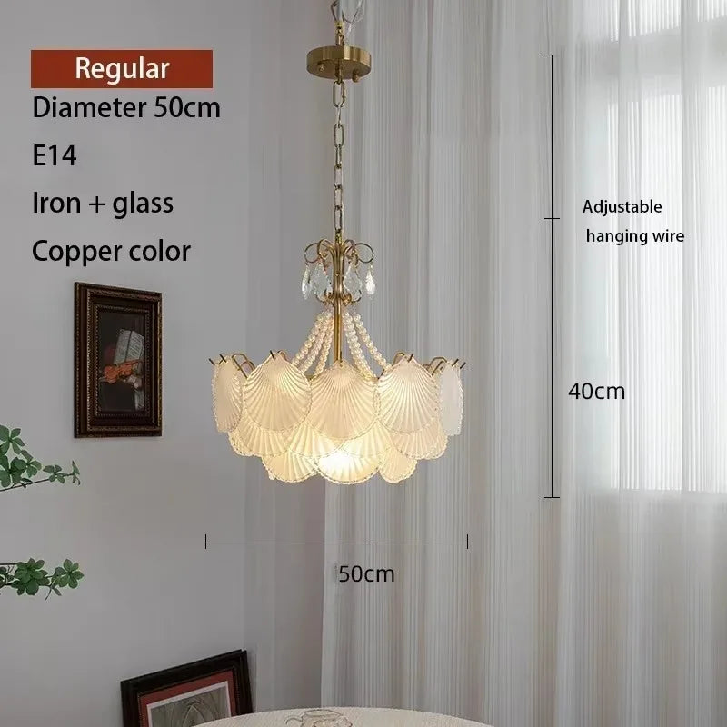 lampe suspendue blanc doré éventails classique vintage chaîne certifications sécuritéfluxlumineuxfaible
