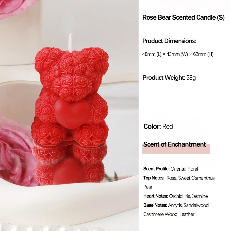 bougies parfumées forme nounours parfum rose couleur violet rouge blanc aromathérapie