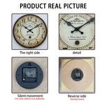 horloge murale vintage bois blanc noir numéros 12 texte historique 10 12 14 16