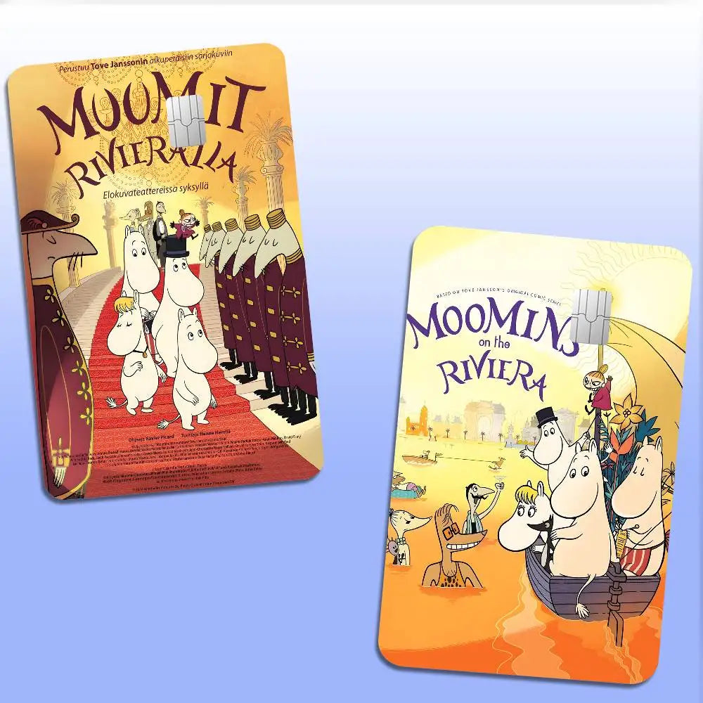 autocollants dessin animé moomins riviera carte bancaire réutilisable waterproof orange illustration classique