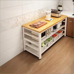 meuble cuisine multifonctionnel bois naturel blanc moderne rangement panier couteau planche découpe micro onde
