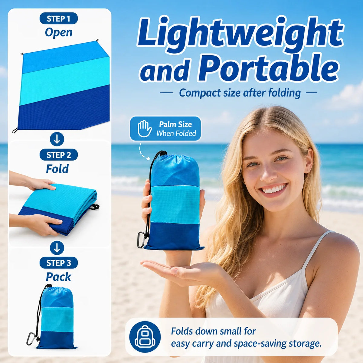 serviette plage bleue moderne sac rangement imperméable grande taille portable