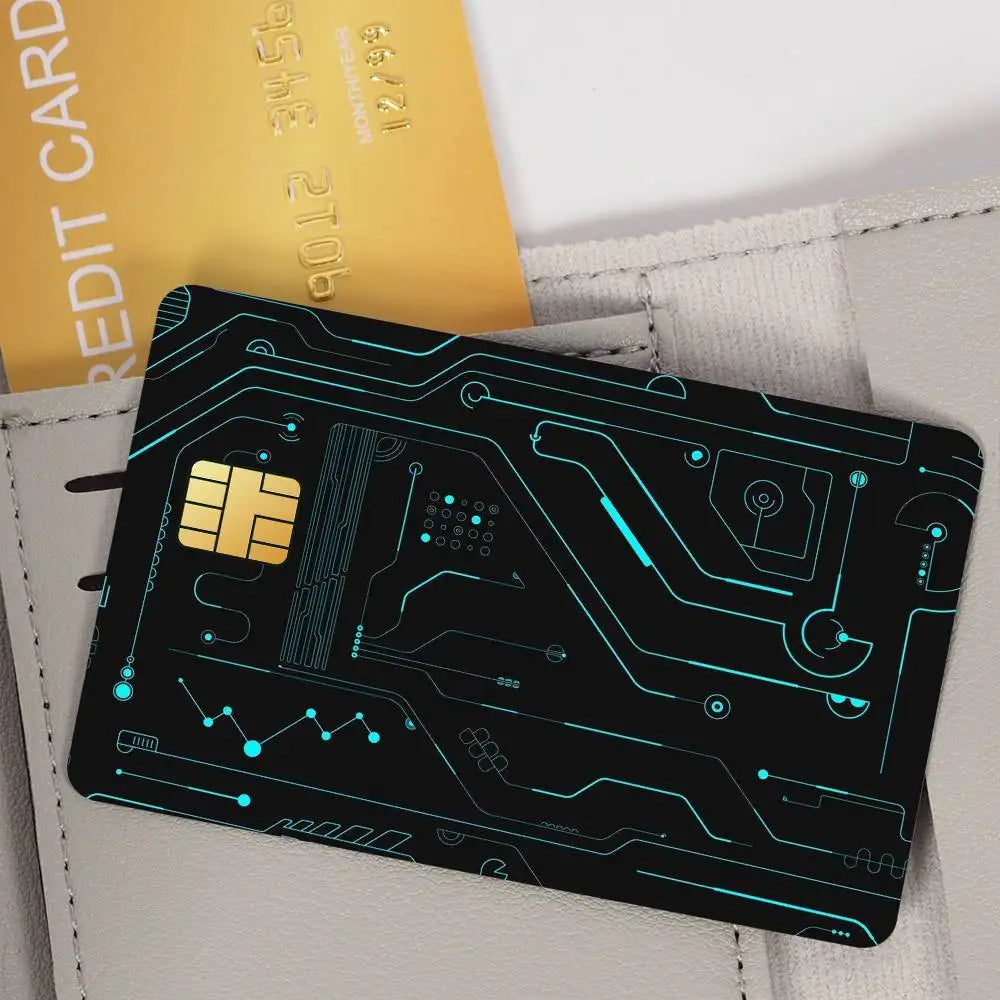 carte bancaire personnalisée adhésive circuit imprimé vert fond noir étanche résistante rayures empreintes digitales