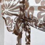 rideaux fleuris polyester translucides bohème fenêtre extérieure facile moderne blanc marron bleuclair decoration interieur