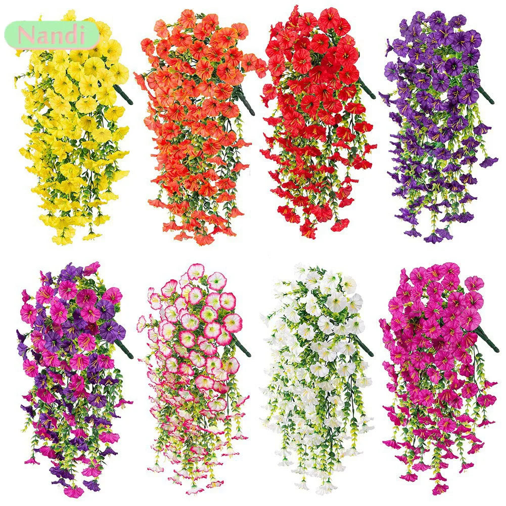 guirlande artificielle fleurs simple moderne rouge violet rose blanc jaune extérieur intérieur décoration festive