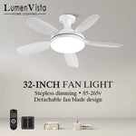 ventilateur lumière led blanc moderne télécommande flux lumineux variable silencieux facile haute qualité certification