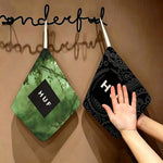 serviette toilette vert motif floral moderne crochets salle bain cuisine 25x30cm