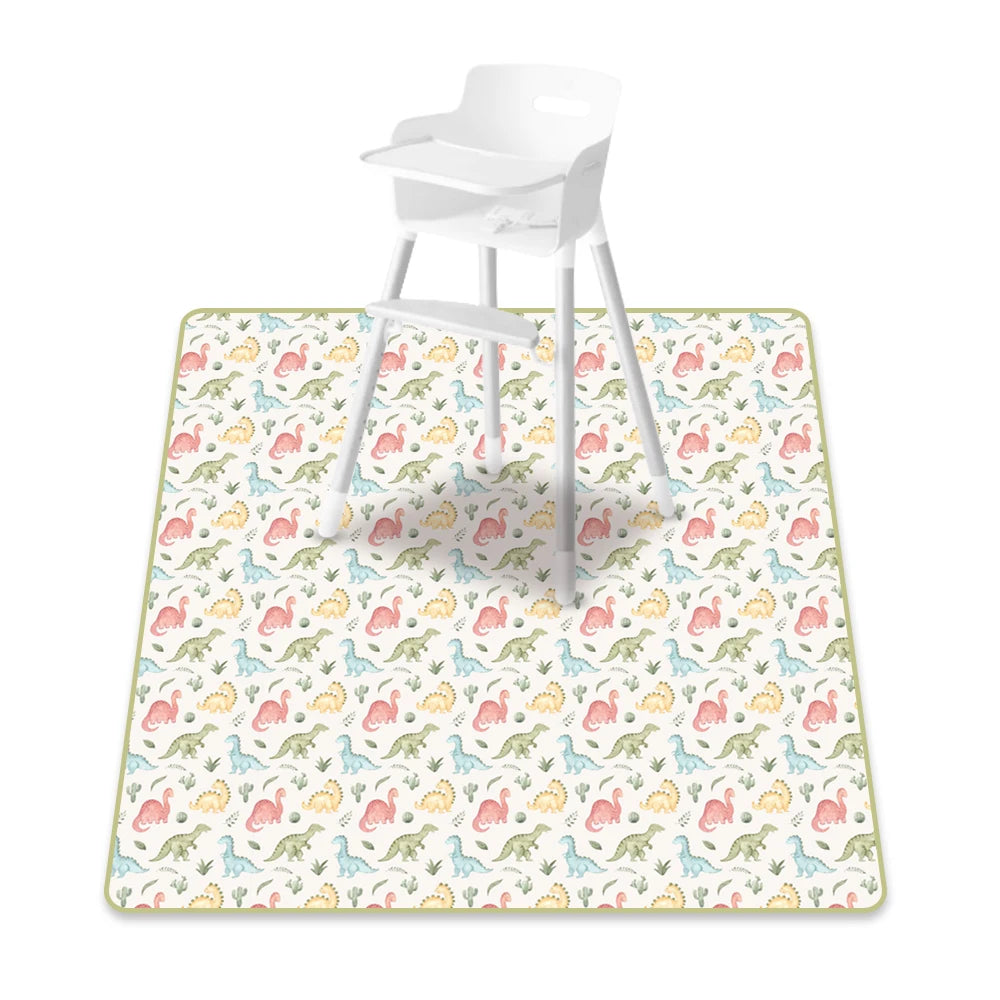 tapis imperméable moderne bleu clair motif lunes blanches 130cm 130cm réutilisable pratique