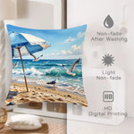 taie d'oreiller motif plage bleu blanc moderne maison 40x40cm 45x45cm 50x50cm 60x60cm polyester peachskin