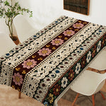 nappe fleur broderie traditionnelle imperméable lavable extérieur mariage fête rectangle round
