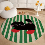 tapis rond carreaux colorés moderne enfantin bleu blanc rose vert polyester antidérapant chambre salon