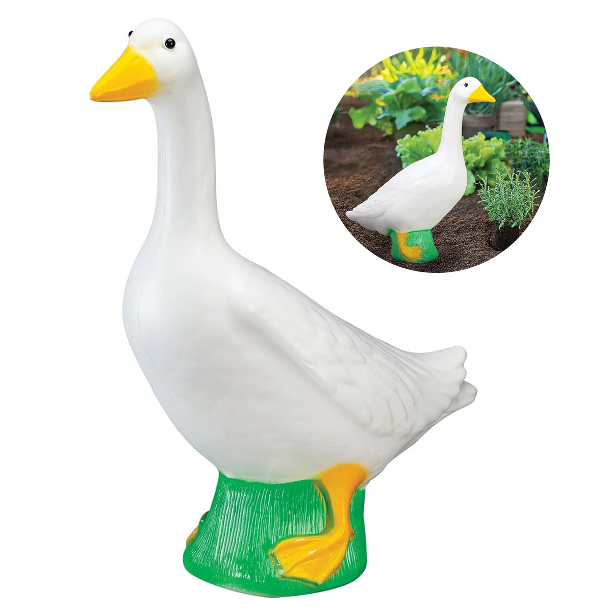 statue canard blanc jaune vert jardin décoration intérieur figurine animaux gobelet plumes