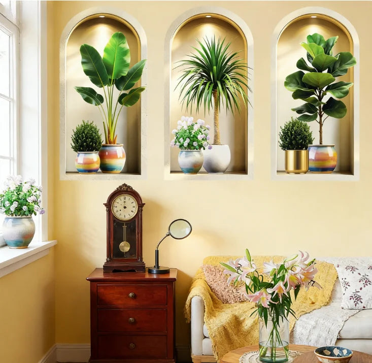 décoration murale 3d arc ciel plantes fleurs imitation pierre moderne bohème 30x60cm 40x80cm