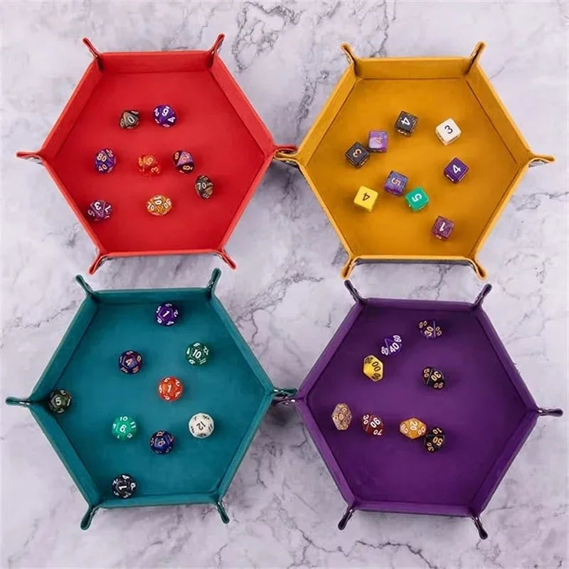 plateau jeu pliable moderne velours doux dés clips métalliques marron bleu marine rouge vert