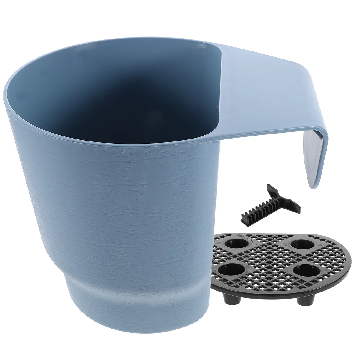 pots fleurs suspendus mural bleu gris blanc texturé moderne grille drainage vis jardin