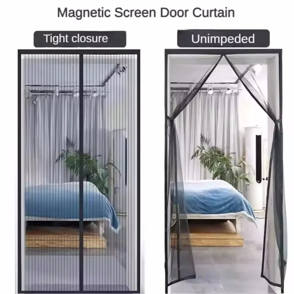 rideau porte maille fine velcro anti insectes noir moderne auto agrippant 100x210cm