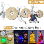 bases lumineuses décoratives modernes bois naturel couleurs variées télécommande optionnelle led usb blanc chaud