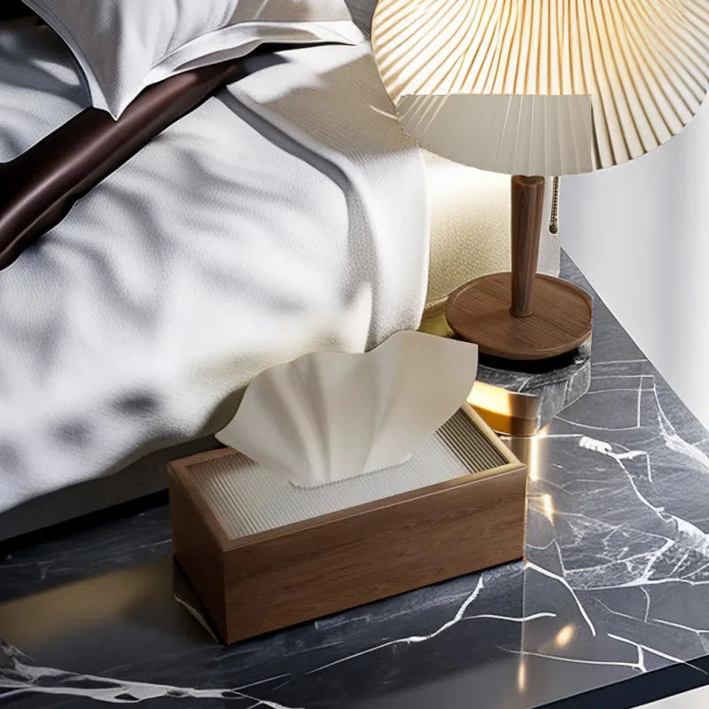 boîte mouchoirs moderne élégante bois naturel mouchoirs blanc grain bois minimalisteintérieur decoration facile utilisation