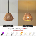 Suspension lumineuse moderne tissée naturelle ampoule E27 cordon ajustable 150cm chambre salon salle bain