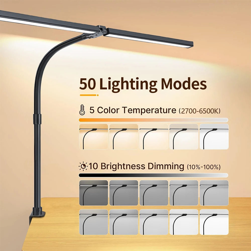 lampe led noir moderne flexible bras ajustable clip facile contrôle tactile