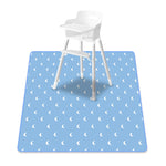 tapis imperméable moderne bleu clair motif lunes blanches 130cm 130cm réutilisable pratique