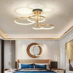 lampe suspendue moderne or blanc circulaire élégante chaînes salon chambre interrupteur bouton