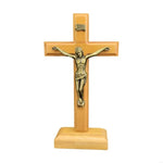 croix religieuse bois figurine jesus christ inscription inr église décoration maison stable or bronze