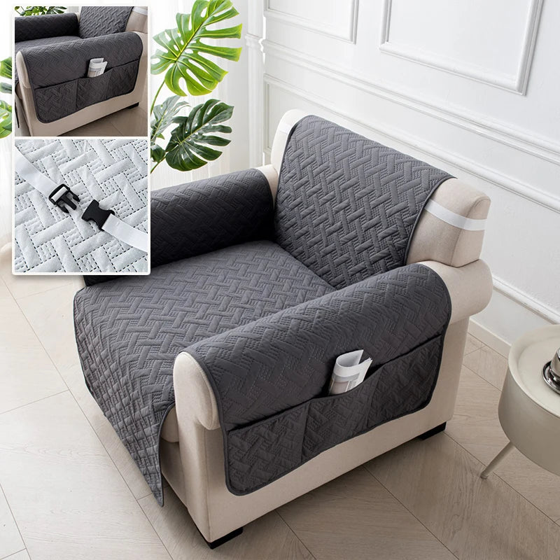 housses canapé polyestère lavables motifs géométriques gris marron moderne poche adhésive