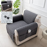 housses canapé polyestère lavables motifs géométriques gris marron moderne poche adhésive