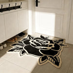 tapis noir blanc roses polka dots moderne salon chambre décoratif polyester polar fleece