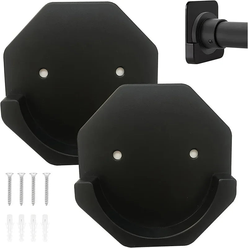 supports muraux adhésifs tringle douche blancs fixations vis chevilles anneaux rideau motifs abstraits floraux