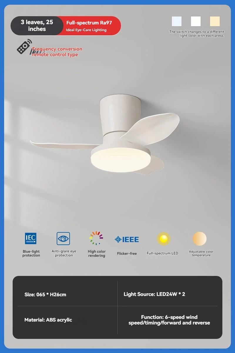 ventilateur lampe led noir blanc bois minimaliste silencieux télécommande minuterie chambre salon cuisine