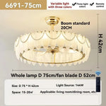 ventilateur classique feuilles lumière led télécommande blanc doré certification ul