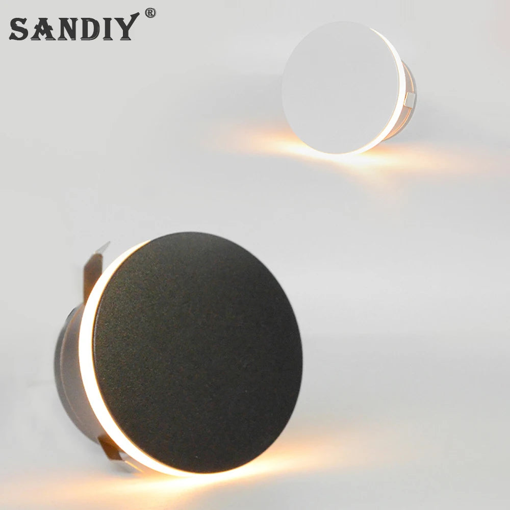 Lampe LED moderne appliques murales rondes adhésives noir blanc 220V 2000lm cuisineextérieur