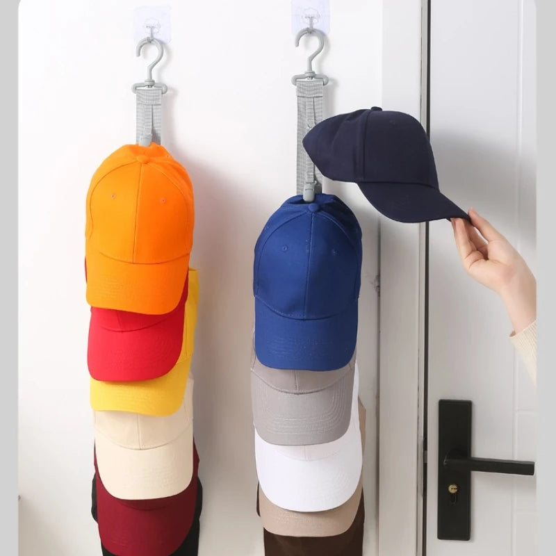 porte chapeaux mural gris bleu marine pratique moderne clips serrés cordon multicolore