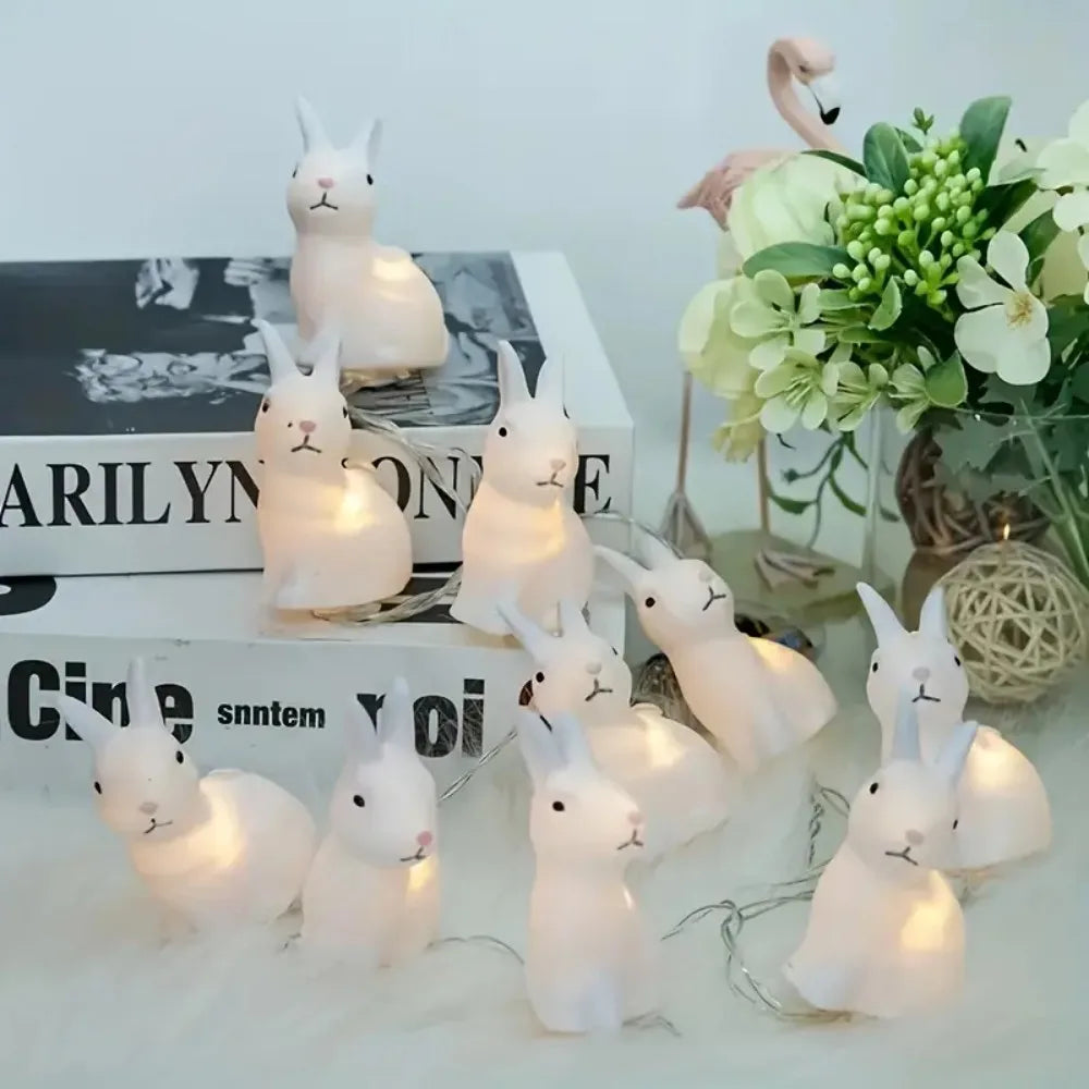 décoration intérieure figurines lapins lumineuses blancs visage mignon modernes 10 led autonomes