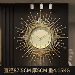 horloge murale moderne ornementale aiguille métal ornement solaire salon or