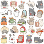 stickers dessin animé hamsters adhésifs blanc gris beige rose vert bleu orange jaune marron