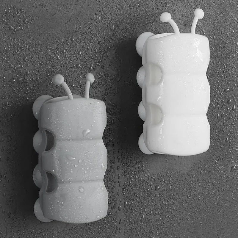 support douche silicone ventouse réglable bouteille brosses salle bain original couleur gris blanc