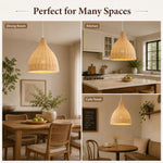 suspension tressée bambou moderne cordon beige clair 3000k 6000k 26cm 35cm 45cm