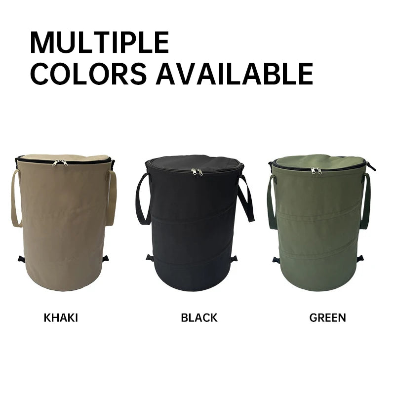 sac rangement pliable toile épaisse khaki noir vert clips poignées amoviblesextérieur camping maison