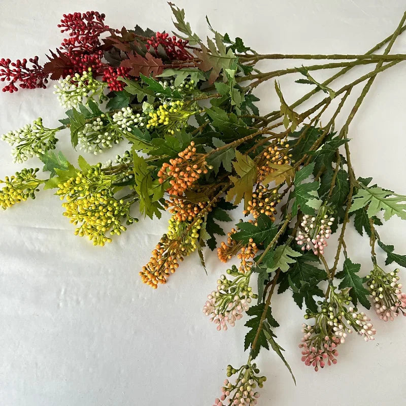 branche artificielle verte feuilles jaunes rouges intérieur décoration maison 73cm naturel plastic