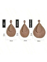 paniers suspendus tissu crocheté beiges rustiques respectueux environnement anneaux métalliques multifonctionnels rangement cuisine decoration