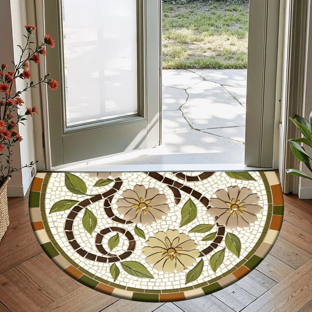 tapis d'entrée multicolore mosaïque antidérapant vintage résistant saleté facile entretenir