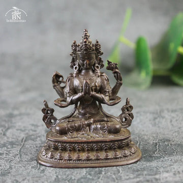 statues bouddhistes tibetaines or bronze détails sculptés headdress vêtements décoratives maison 76g