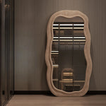 grand miroir vertical moderne cadre bois tissu velours salon chambre