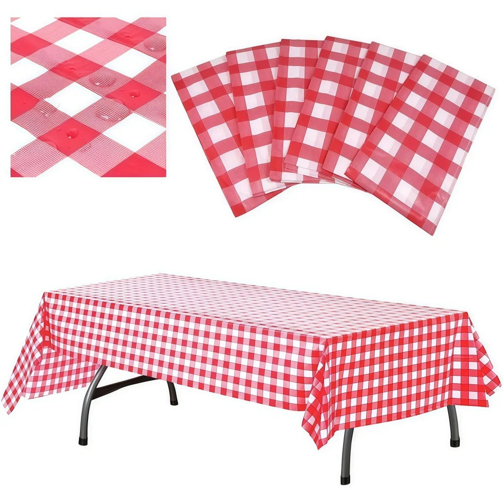 nappe jetable rouge blanche carreaux classique extérieure intérieure anniversaire noël serviettes printemps été