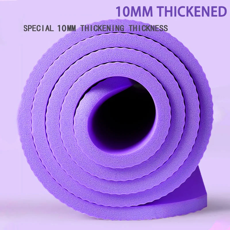 tapis yoga violet rayures horizontales moderne antidérapant épais 15mm 185x60cm yoga fitness pilates gymnastique