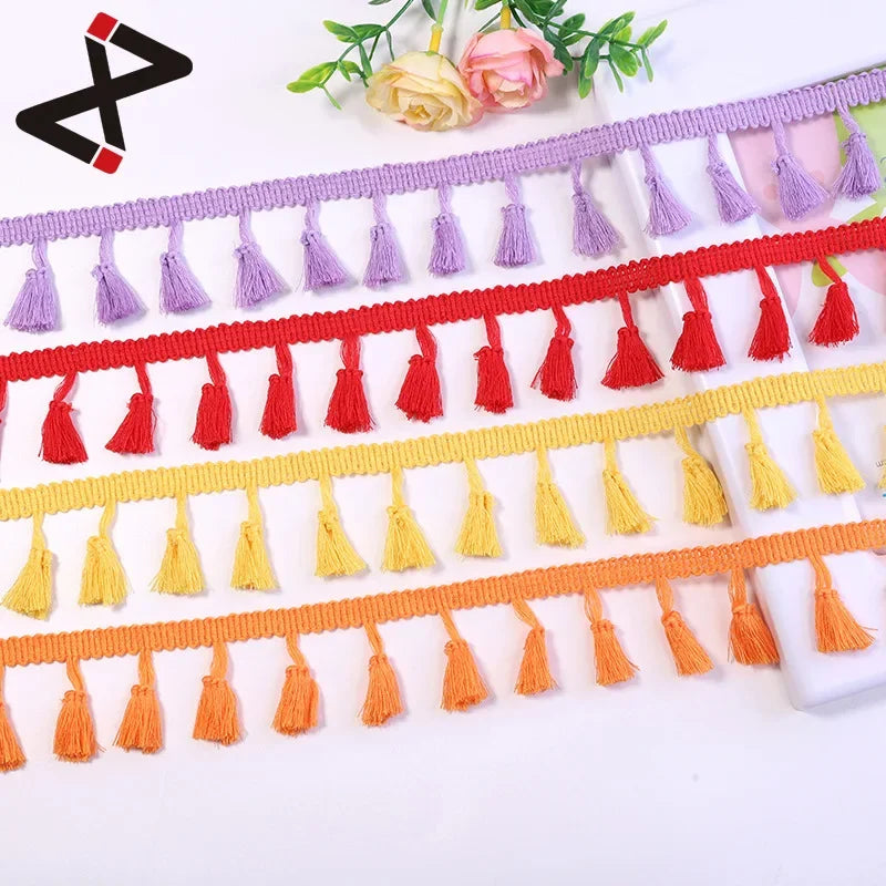 rubans pompons violet rouge jaune orange bleu rose boho artisanal 10 mètres