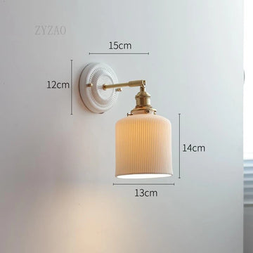lampe murale classique blanc doré rayures verticales douille vis fixée ampoule câble moderne chambre